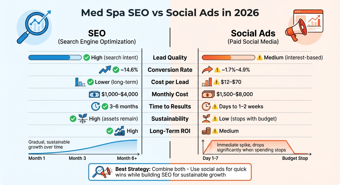 SEO vs Social Ads for Med Spas: Cost, ROI and Conversion Comparison