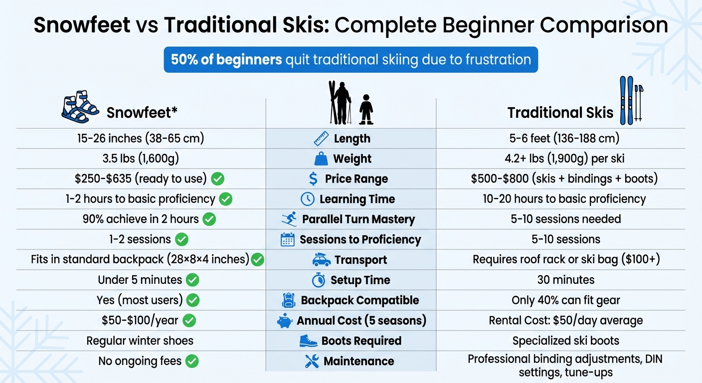 Snowfeet vs Sci Tradizionali: Tabella di Confronto per Principianti