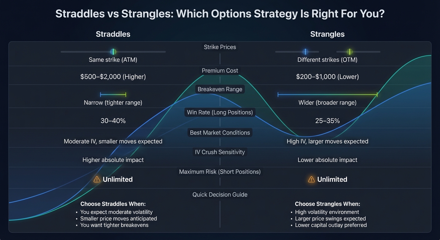 Straddles vs Strangles: Options Strategy Comparison Chart