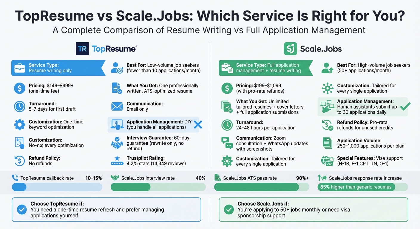 TopResume vs Scale.Jobs: Complete Service Comparison Chart