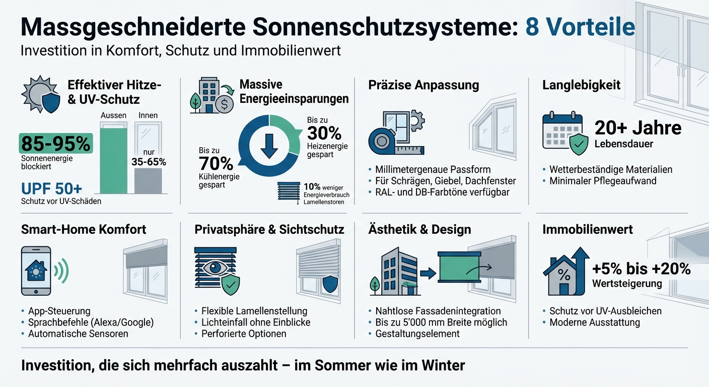 Massgeschneiderte Sonnenschutzsysteme: 8 Vorteile im Überblick