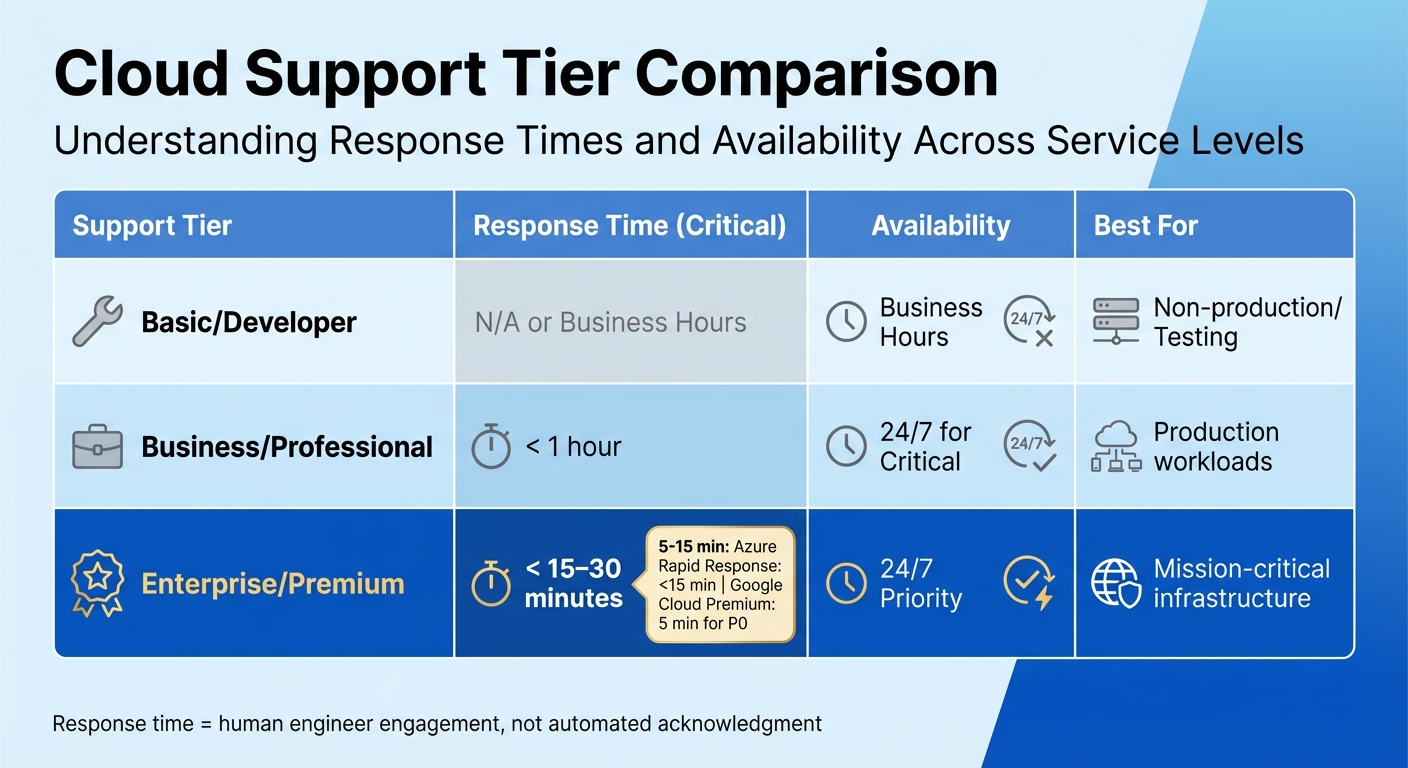 Cloud Support Tier Comparison: Response Times and Availability