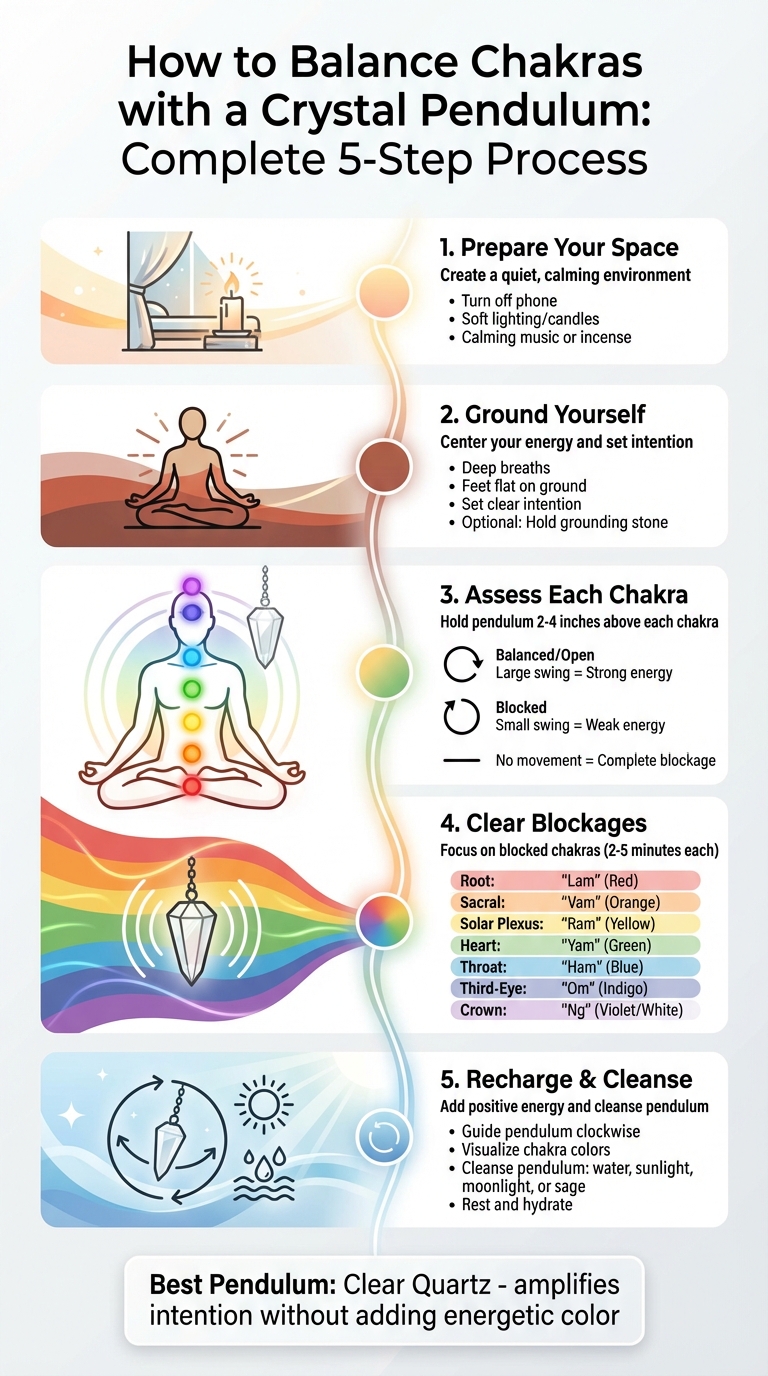 5-Step Crystal Pendulum Chakra Balancing Process Guide