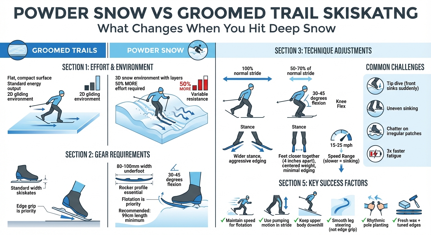 Powder Snow vs Groomed Trail Skiskating: Key Differences and Techniques