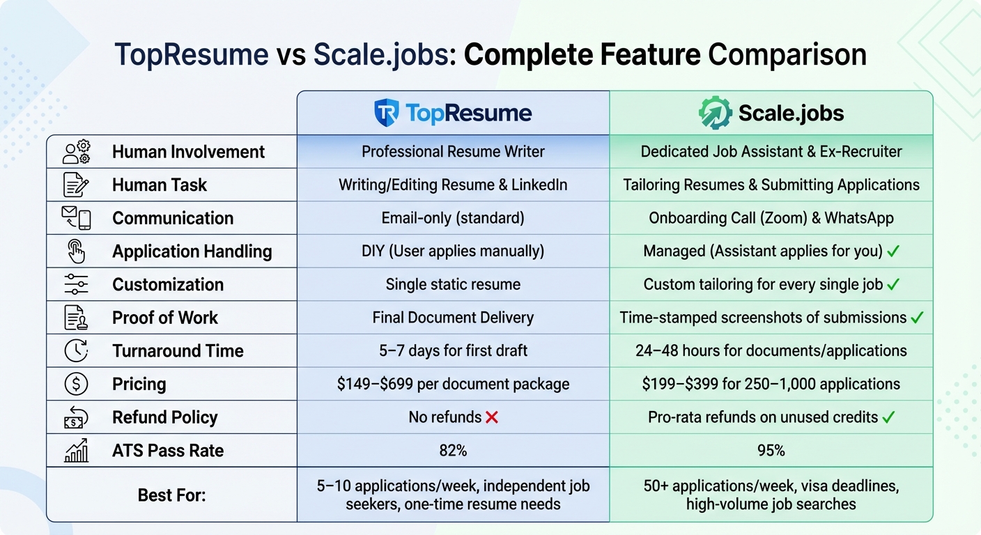 TopResume vs Scale.jobs: Feature Comparison for Job Seekers