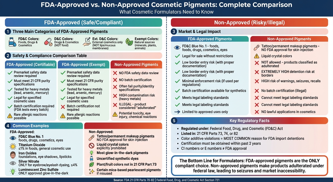 FDA-Approved vs Non-Approved Cosmetic Pigments Safety and Compliance Comparison
