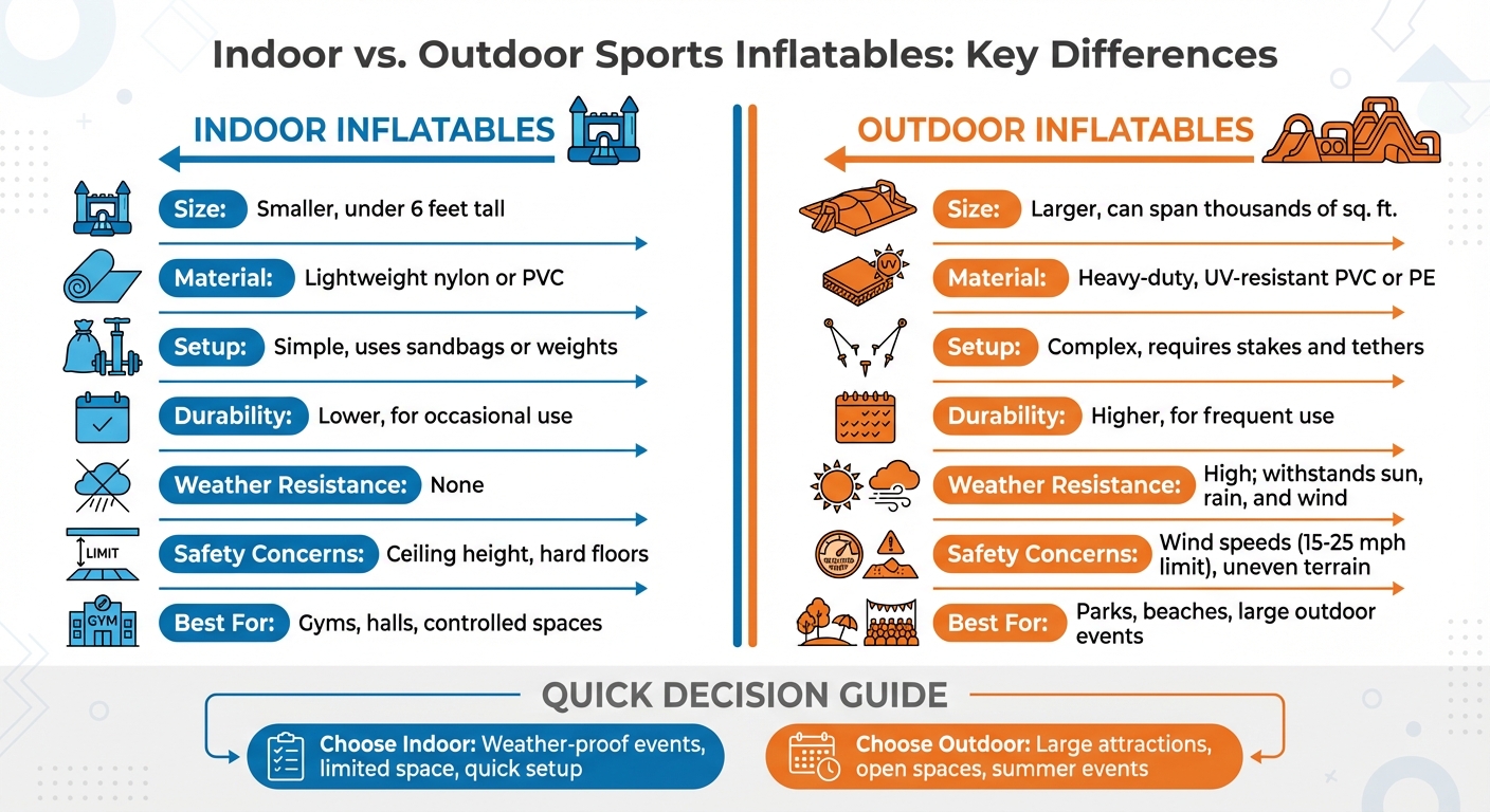 Indoor vs Outdoor Sports Inflatables Comparison Chart