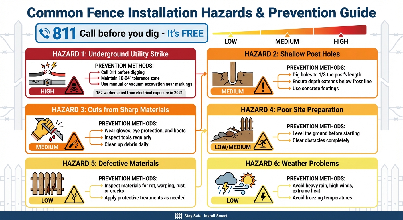 Fence Installation Hazards Prevention Guide with Risk Levels