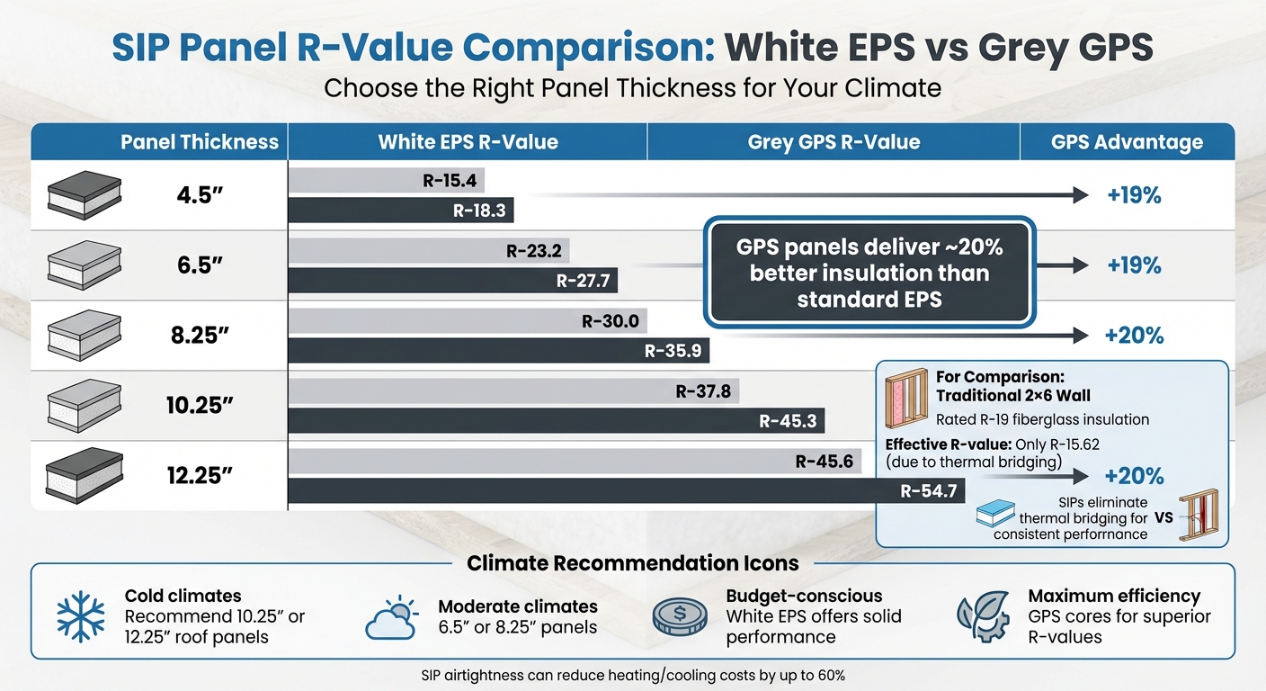 SIP Panel R-Values: White EPS vs Grey GPS Comparison by Thickness