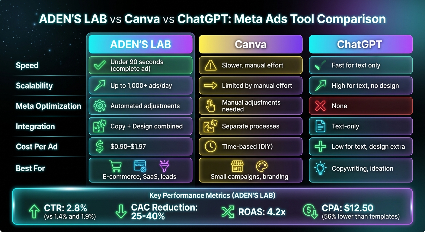 ADEN'S LAB vs Canva vs ChatGPT Meta Ads Comparison