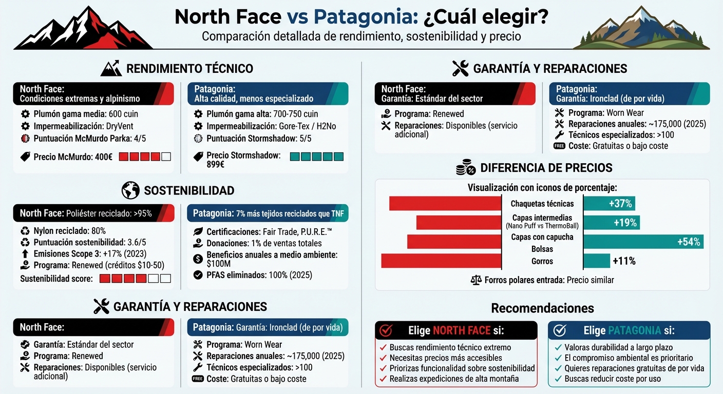 Comparación North Face vs Patagonia: características, precios y sostenibilidad