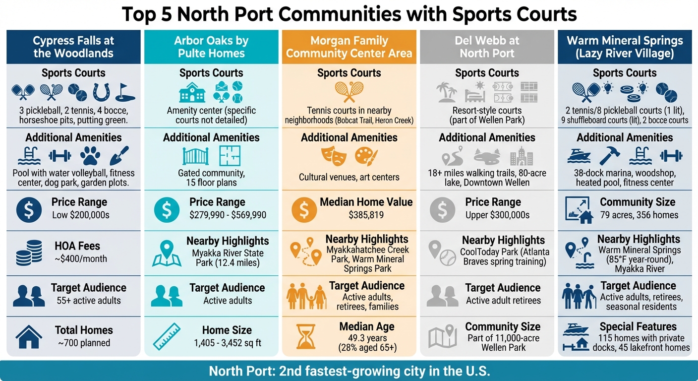Top 5 North Port Communities with Sports Courts Comparison