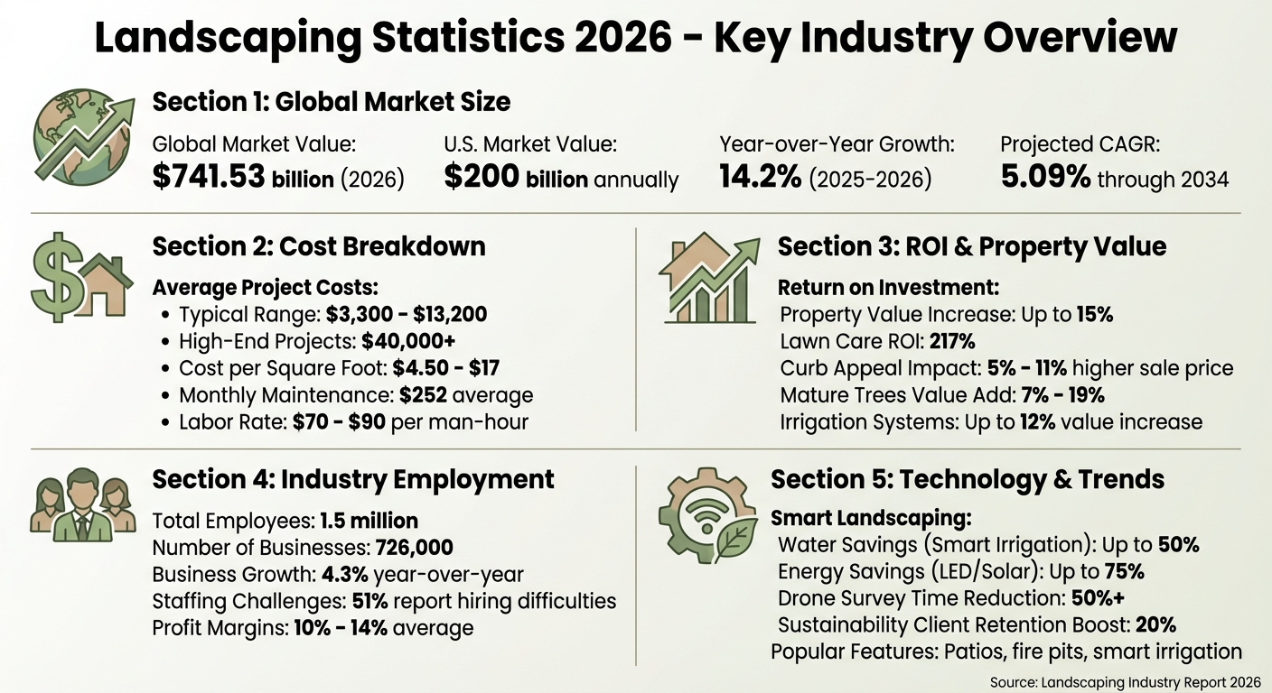 Landscaping Industry Statistics 2026: Market Size, Costs & ROI Overview