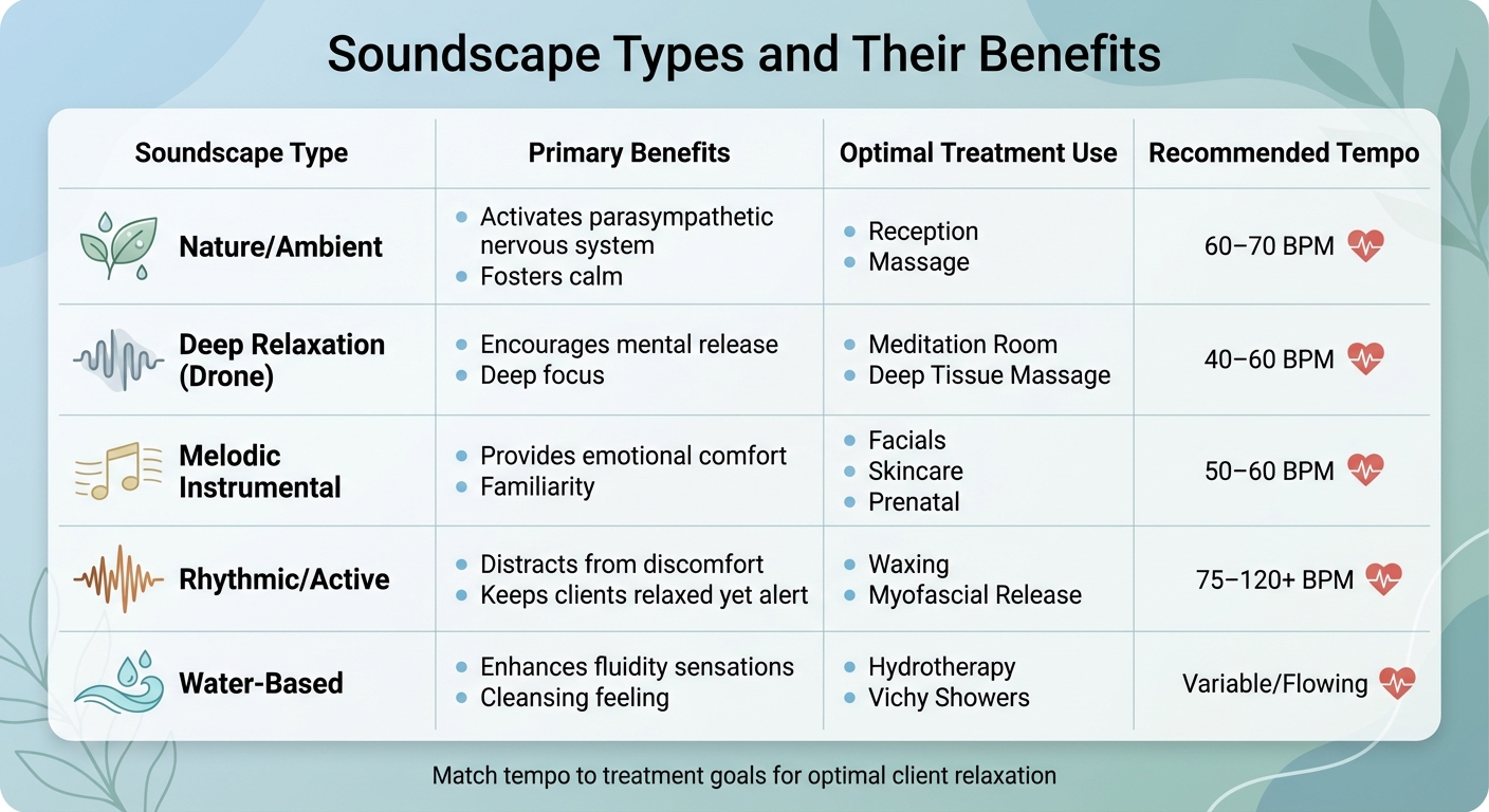 Spa Soundscape Types: Benefits, Treatments, and Recommended Tempo Guide
