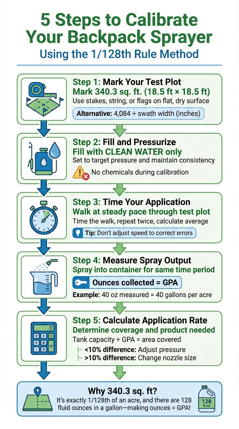 5-Step Backpack Sprayer Calibration Process Using the 1/128th Rule