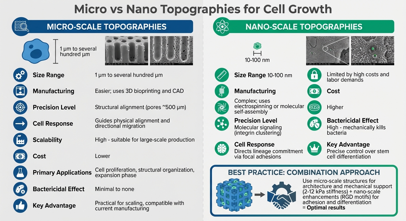 Micro vs Nano Scale Topographies for Cultivated Meat Scaffolds Comparison