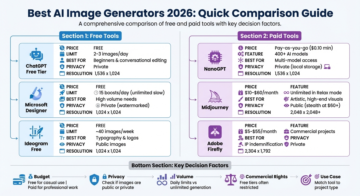 AI Image Generator Comparison 2026: Free vs Paid Tools