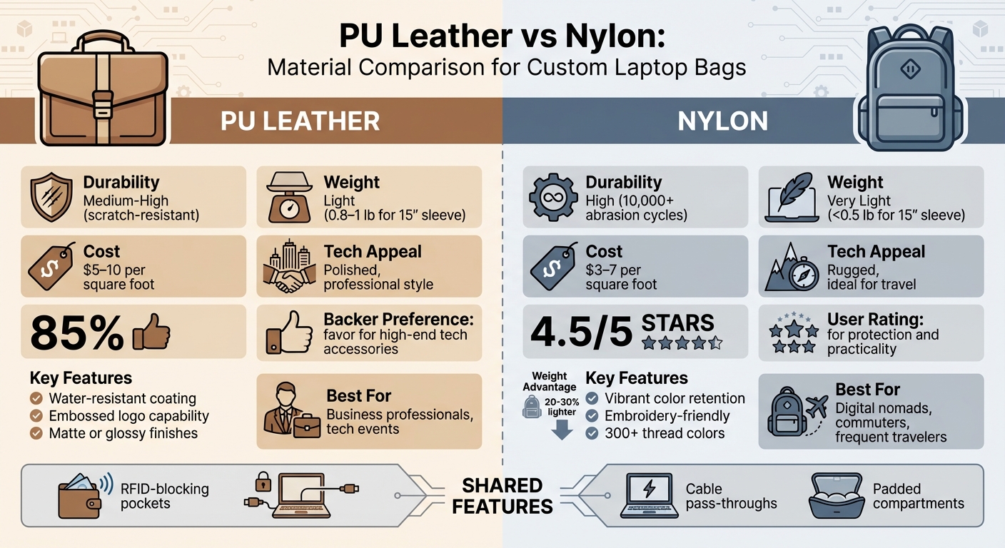 PU Leather vs Nylon Laptop Bag Materials Comparison