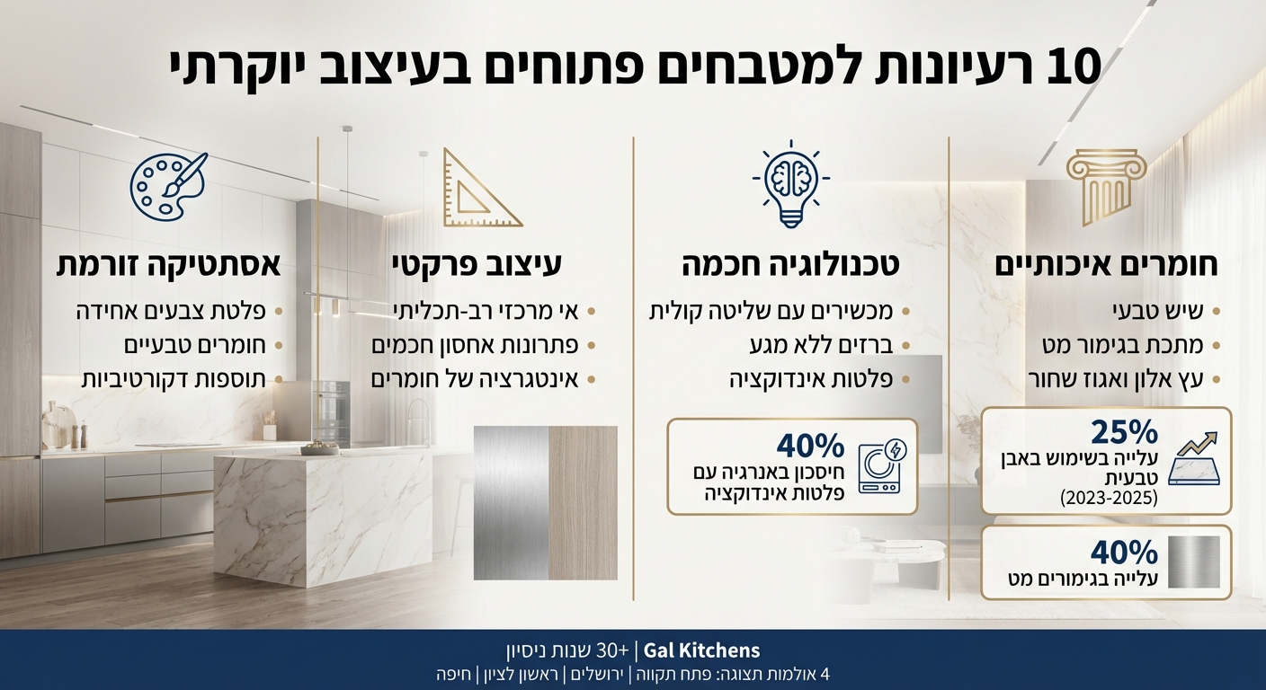 10 רעיונות למטבחים פתוחים בעיצוב יוקרתי - מדריך מהיר