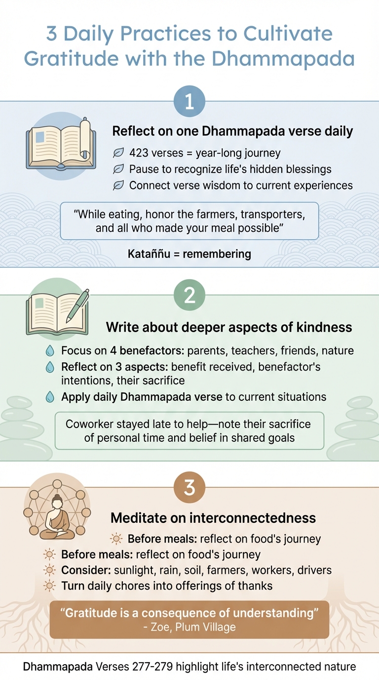 Three Daily Practices for Cultivating Gratitude Through Dhammapada Teachings
