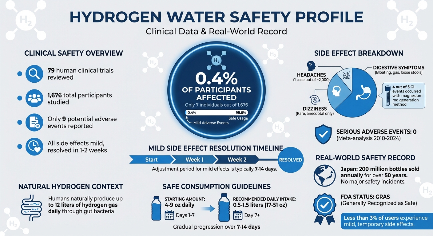 Hydrogen Water Safety Profile: Clinical Study Results and Side Effects