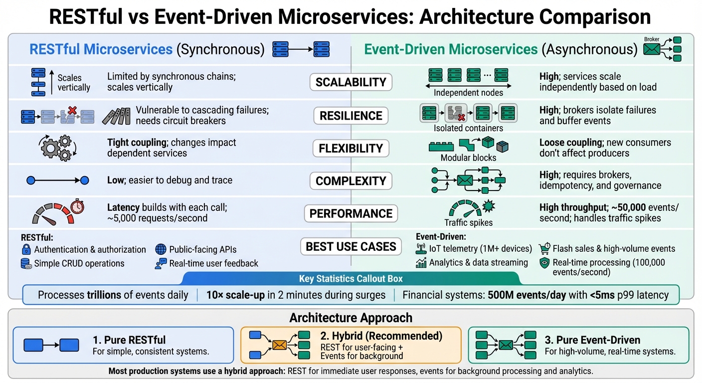 RESTful vs Event-Driven Microservices: Complete Architecture Comparison