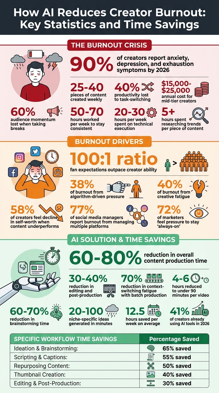 How AI Reduces Creator Burnout: Key Statistics and Time Savings