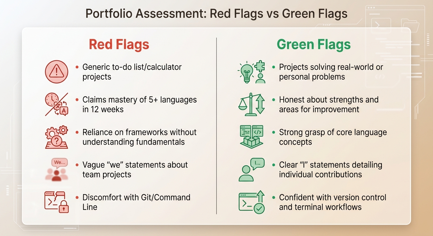 Portfolio Red Flags vs Green Flags for Bootcamp Developer Candidates