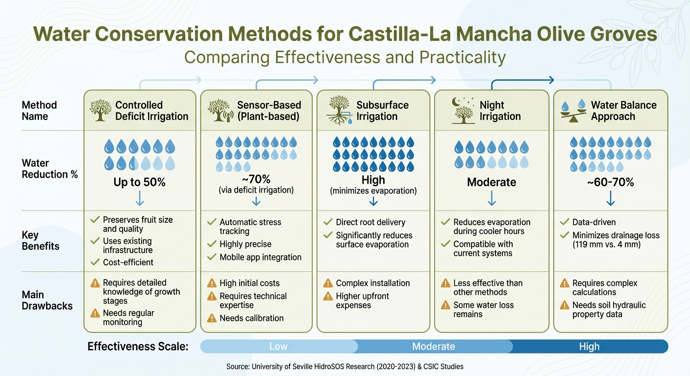 Water Conservation Methods for Olive Groves: Effectiveness and Benefits Comparison