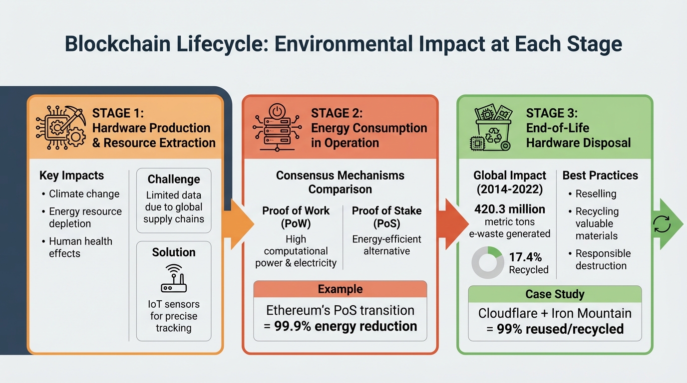 Blockchain Lifecycle Assessment: Three Environmental Impact Stages