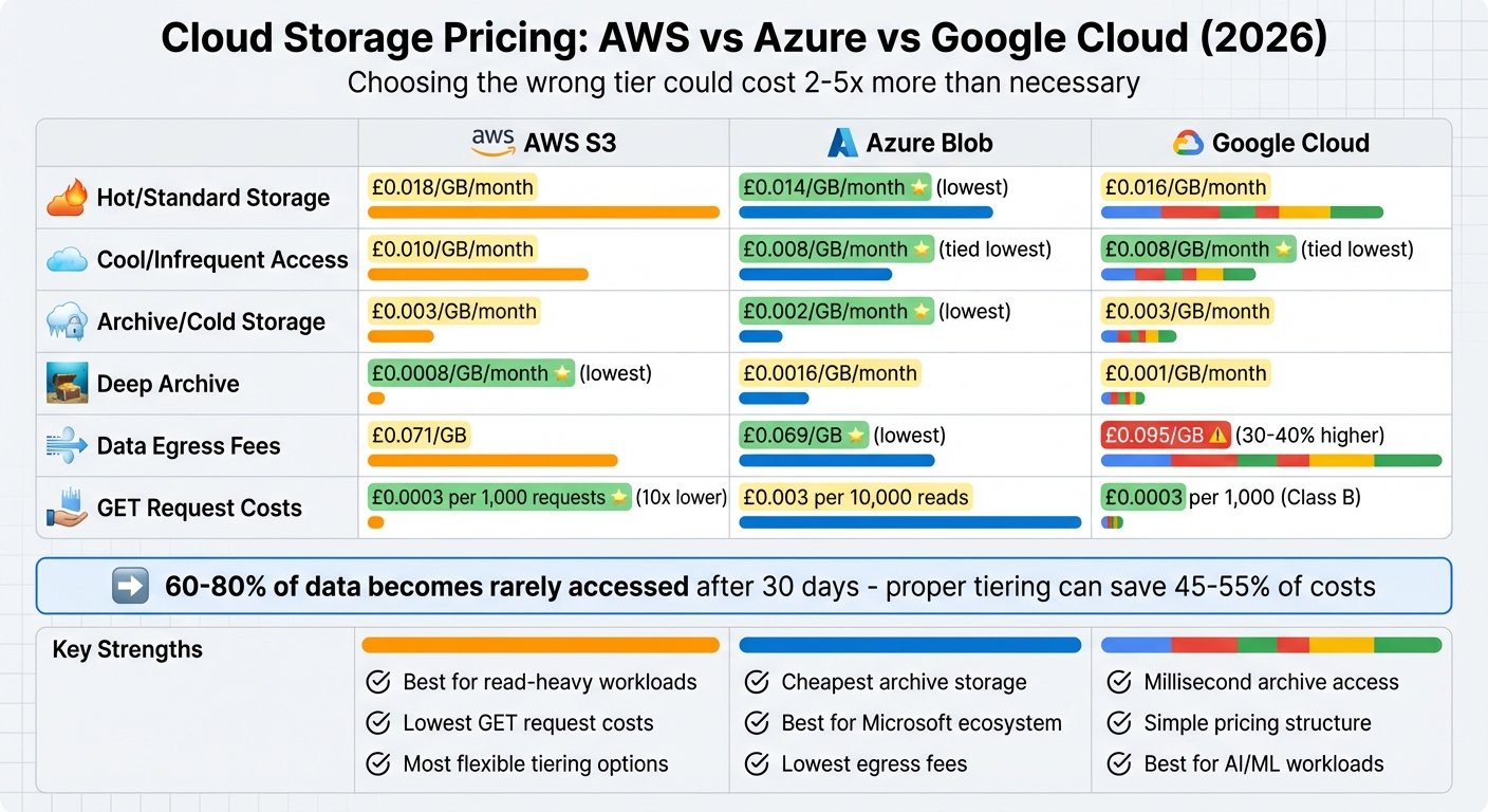 Cloud Storage Pricing Comparison: AWS vs Azure vs Google Cloud 2026