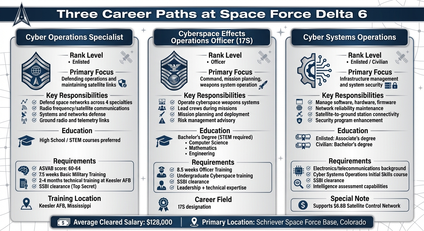 Space Force Delta 6 Cyber Career Paths Comparison Chart