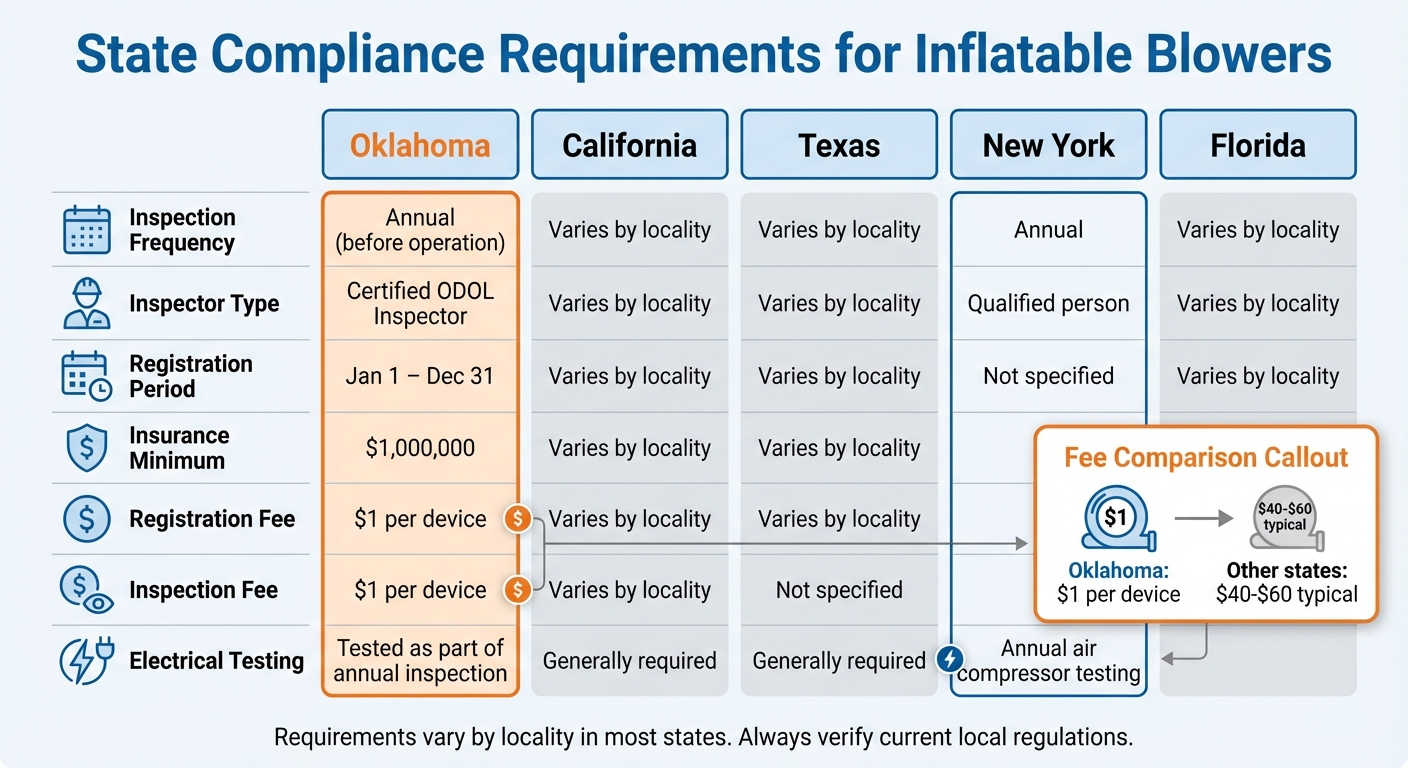 State-by-State Inflatable Blower Safety Compliance Requirements Comparison