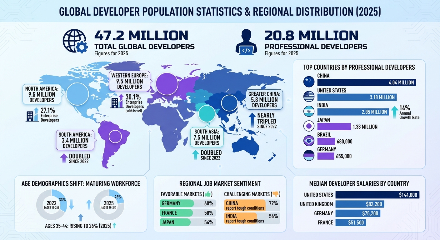 Global Developer Population Distribution and Regional Statistics 2025