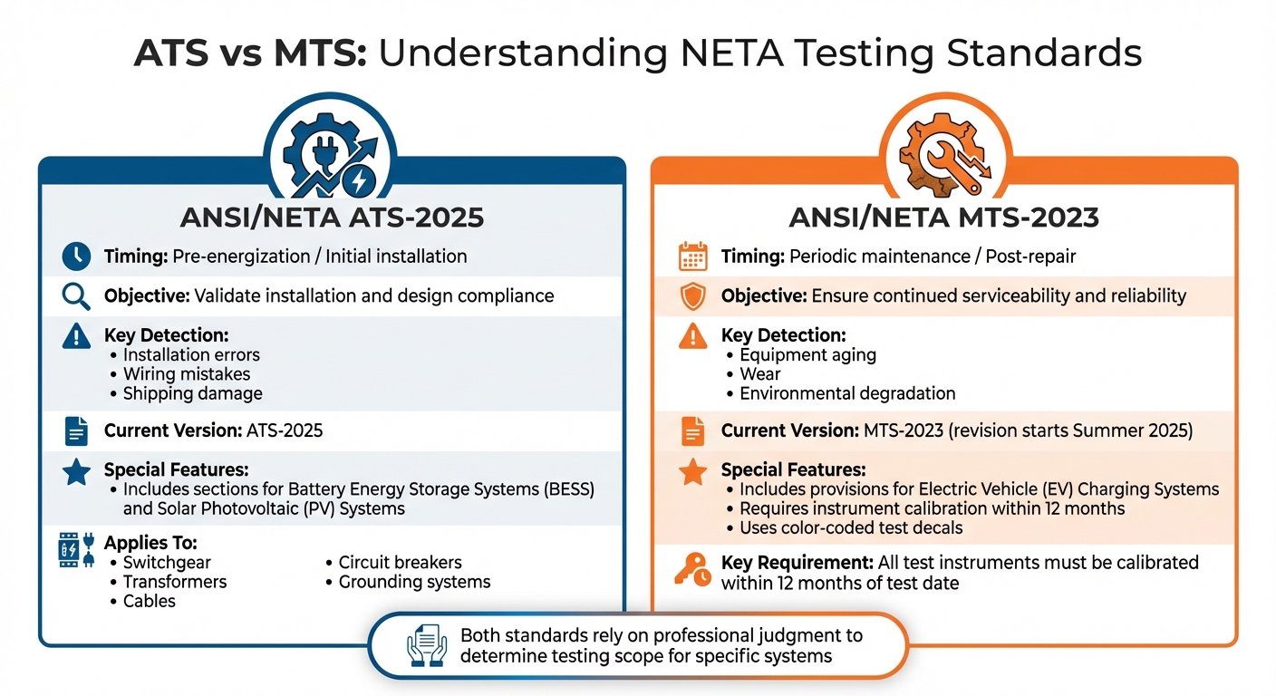 NETA ATS vs MTS Standards Comparison for Electrical Testing