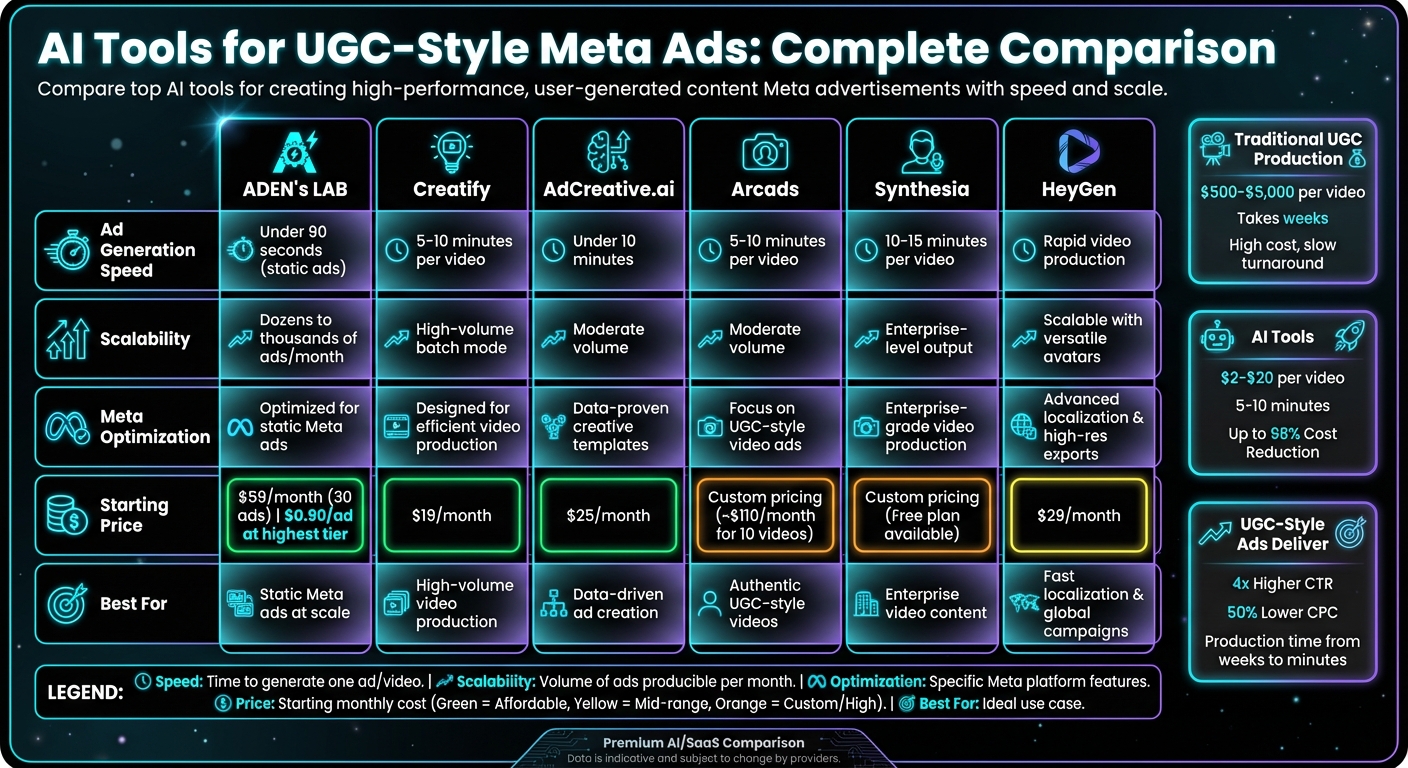 AI Tools for UGC-Style Meta Ads: Speed, Scalability & Pricing Comparison