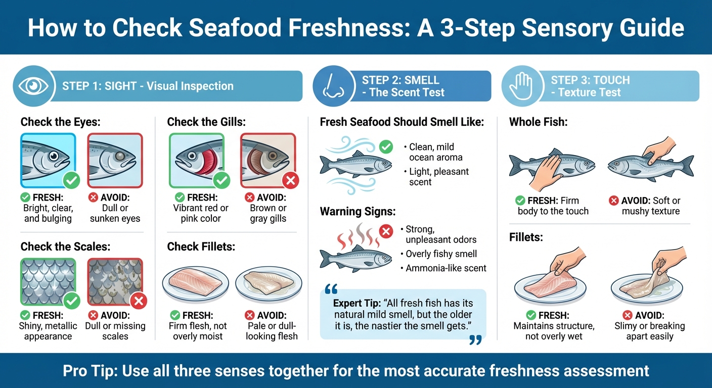 How to Check Seafood Freshness: Visual Guide to Sight, Smell, and Touch Tests