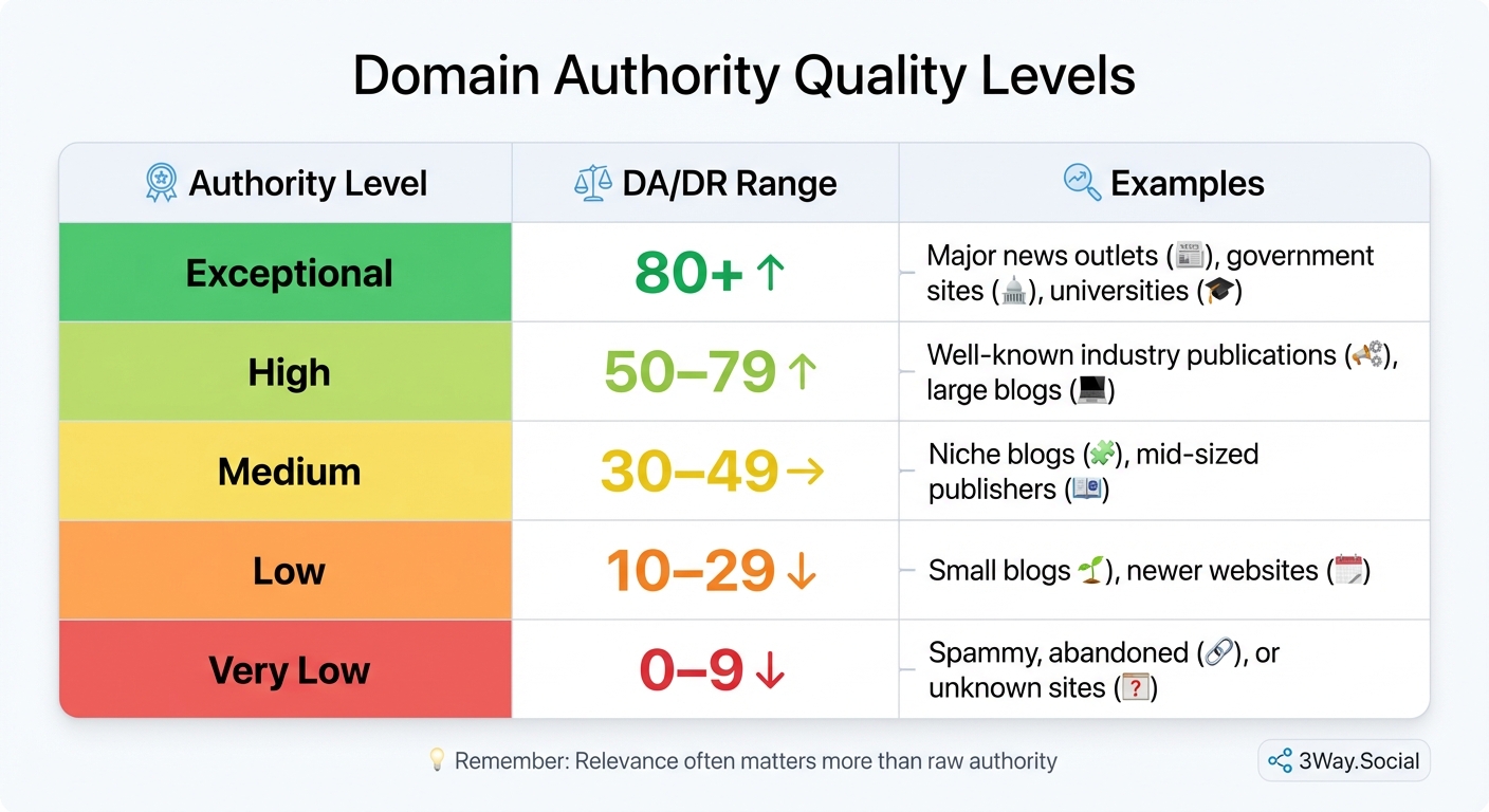 Domain Authority Quality Levels for ABC Link Building