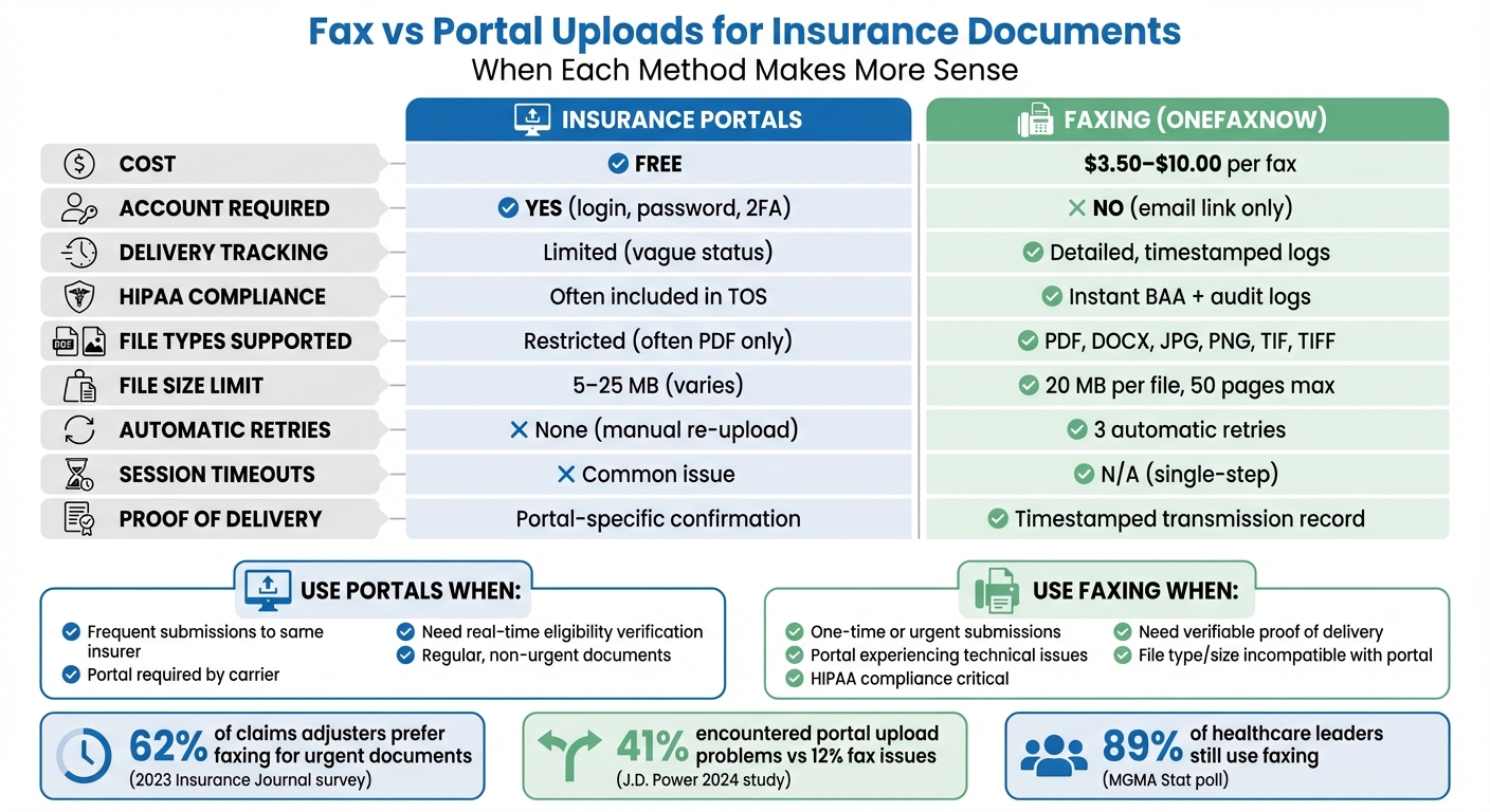 Insurance Portals vs Faxing: Complete Feature Comparison Chart