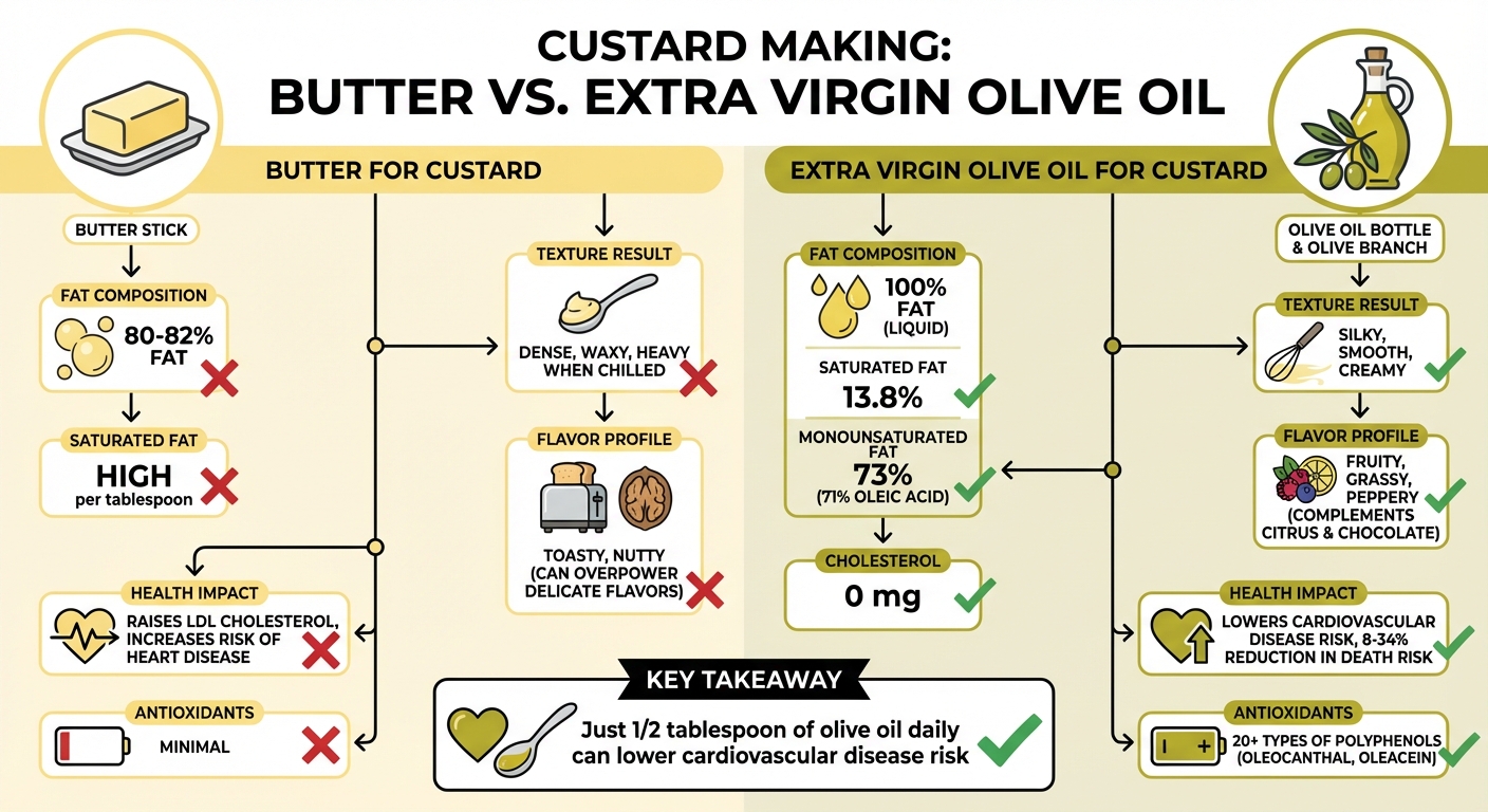 Butter vs Olive Oil in Custards: Nutritional and Texture Comparison