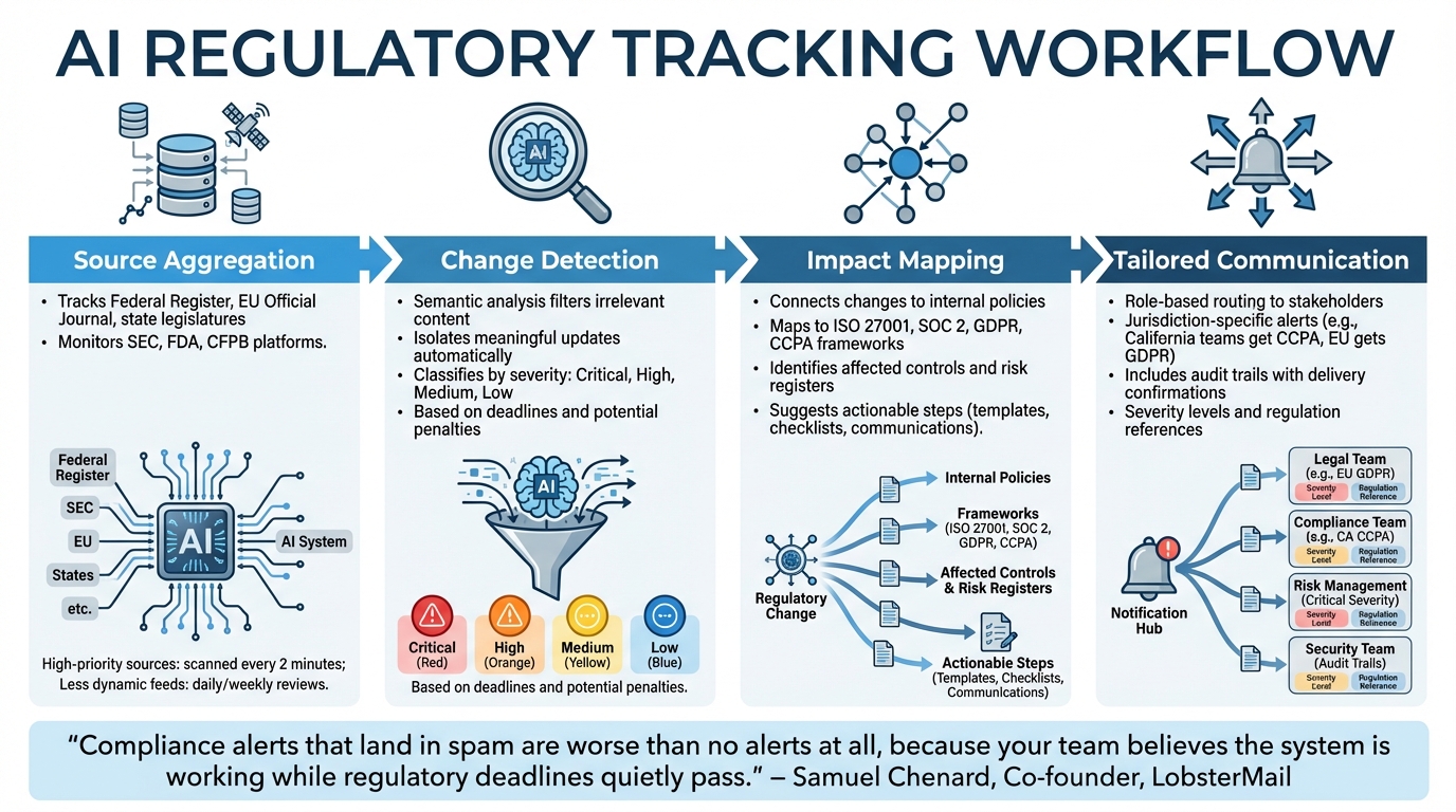 How AI Tracks and Processes Regulatory Changes: 4-Step Workflow