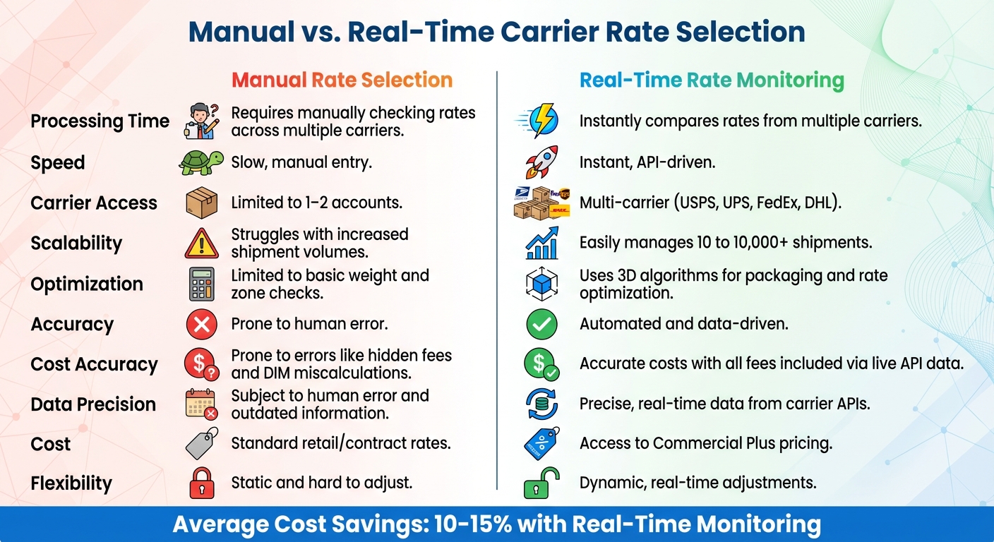 Manual vs Real-Time Carrier Rate Selection Comparison