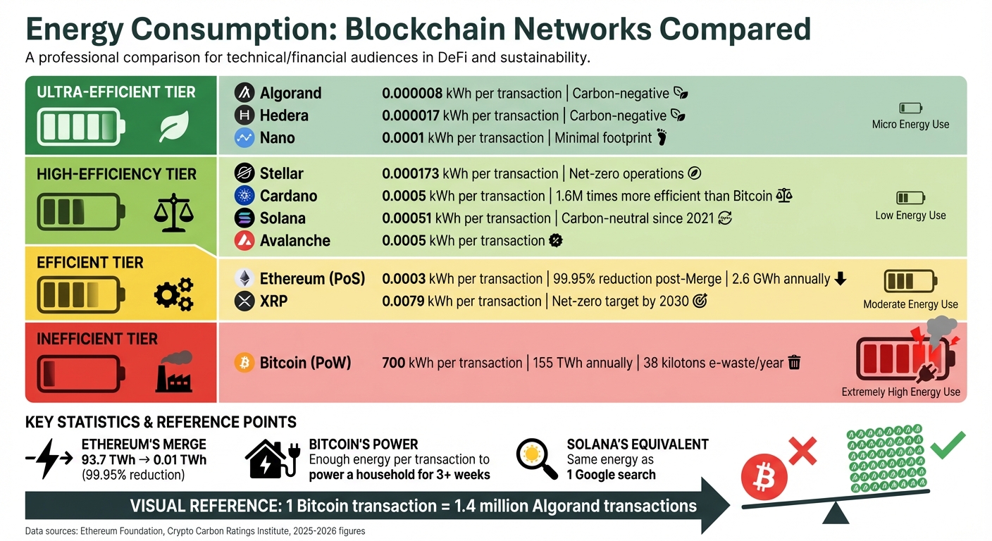 Energy Consumption Comparison of Blockchain Networks for DeFi