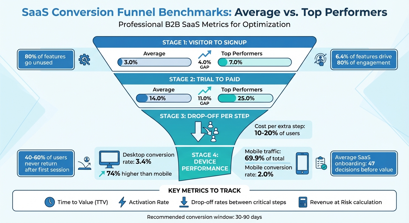 SaaS Conversion Funnel Benchmarks and Key Metrics