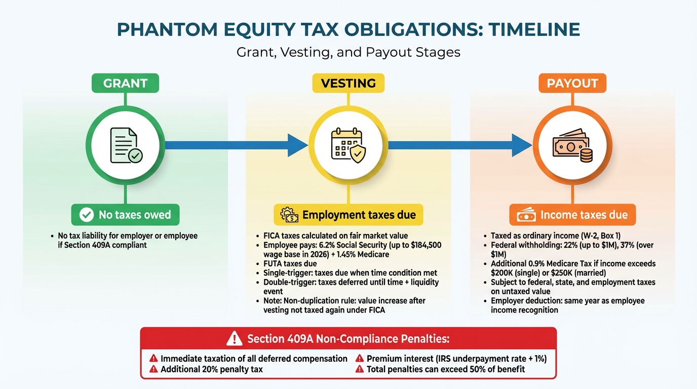 Phantom Equity Tax Timeline: Grant to Payout