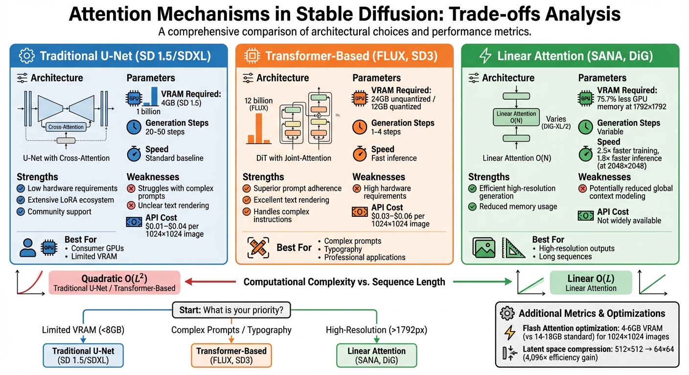 Comparison of Stable Diffusion Attention Mechanisms: Performance vs Resource Requirements