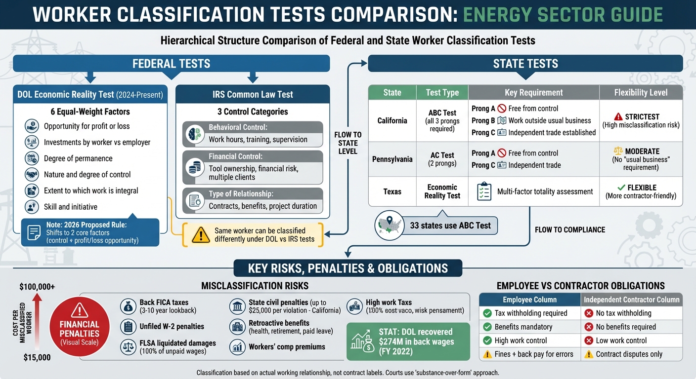 Worker Classification Tests Comparison: Federal vs State Requirements for Energy Projects