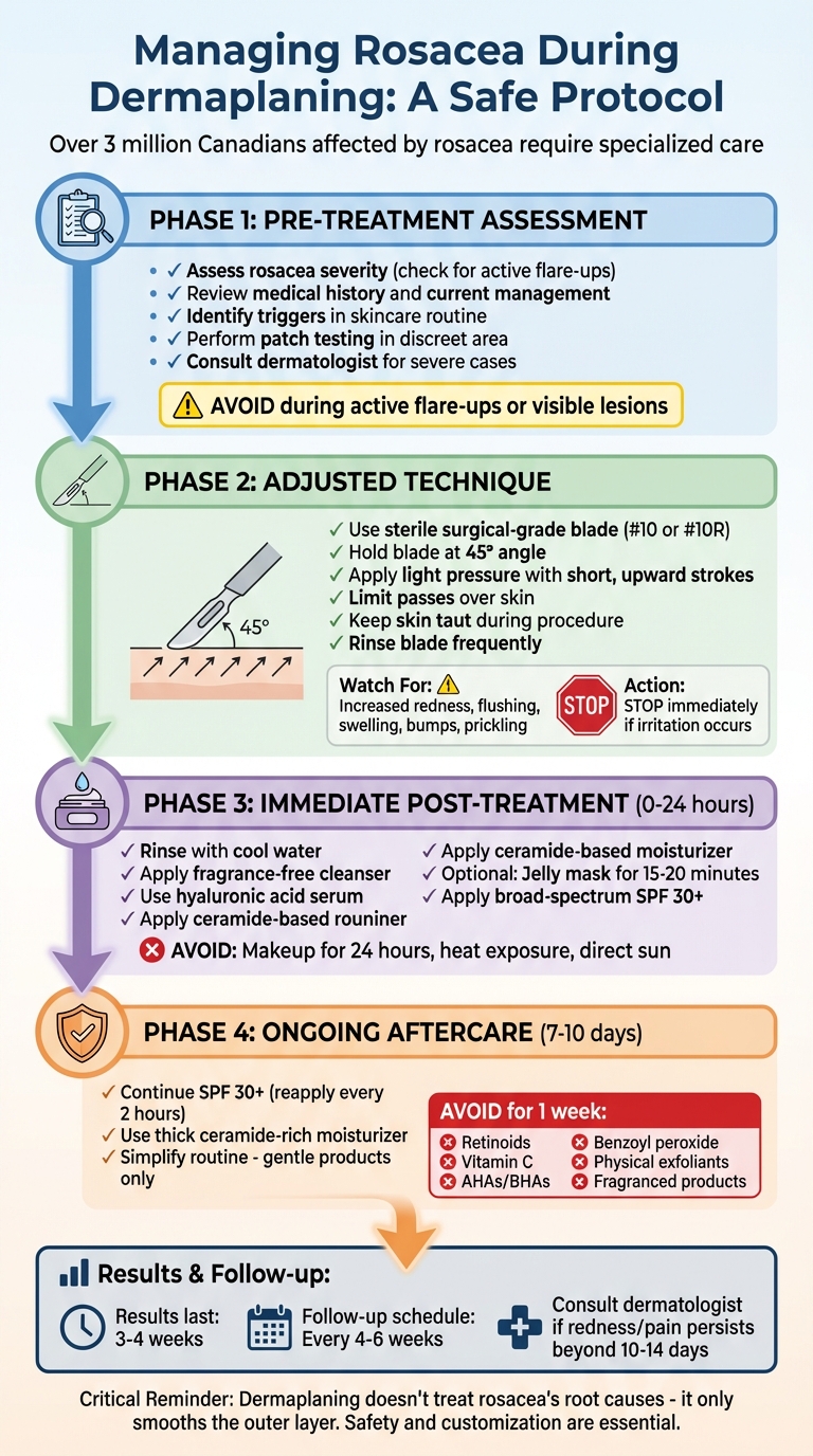 Safe Dermaplaning Protocol for Rosacea-Prone Skin: Pre-Treatment to Aftercare