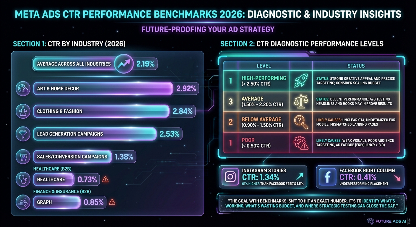 Meta Ads CTR Benchmarks by Industry and Performance Level 2026