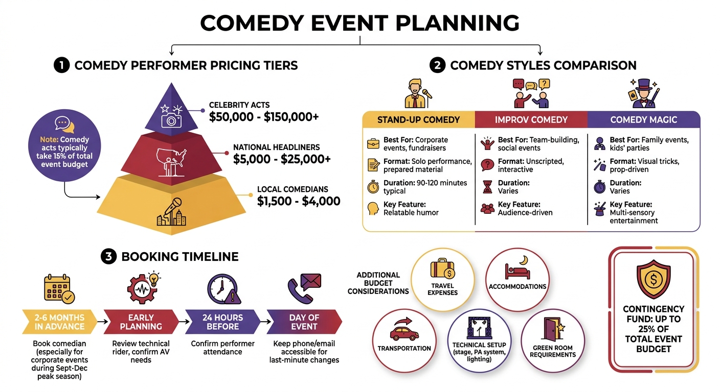 Comedy Entertainment Budget Guide: Costs by Performer Type and Event Planning Timeline